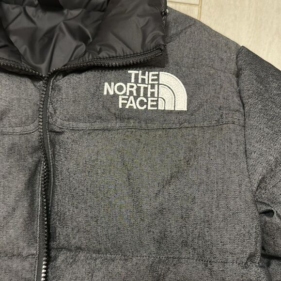 New The North Face XS black denim reversible Nuptse - Picture 3 of 6